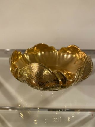 Vintage Stouffer Fine China Gold Floral Candy Trinket Bowl