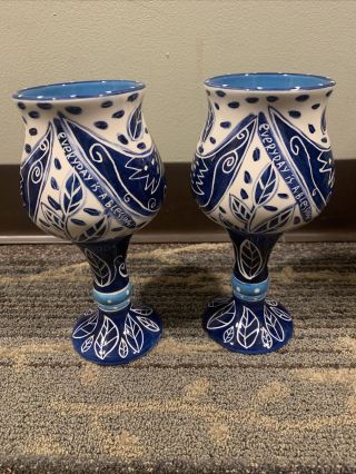Bluebird By Outi Set Of 2 Ceramic 8” Goblets Everday Is A Blessing 2