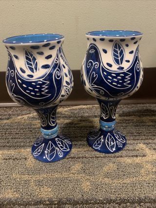 Bluebird By Outi Set Of 2 Ceramic 8” Goblets Everday Is A Blessing 3