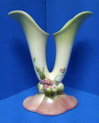 Hull Art Pottery Woodland Double Bud Vase W - 15 - 8 1/2 " (9 " Tall)