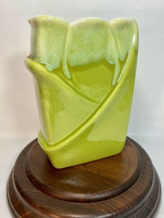 Vintage Royal Haeger R651 Tulip Vase Green Drip 8.  5” Tall,  5.  5”l X 3”w