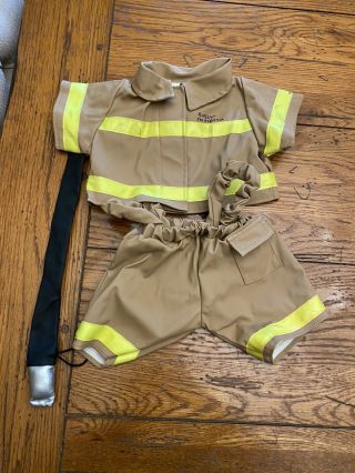 Build A Bear Firefighter Set Tan/yellow,  Jacket And Pants Fireman Uniform