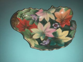 Vintage Chubu China Occupied Japan Painted Leaf Trinket Dish
