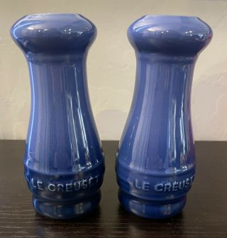 " Cobalt " Blue Le Creuset Salt & Pepper Shakers Set Stoneware