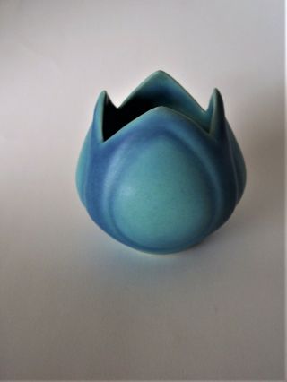 Vintage Van Briggle Pottery 4 " Tulip Vase Ming Blue