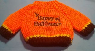 Crocheted Halloween Sweater.  So Stinking Cute Put On Toy Or Very Small Dog
