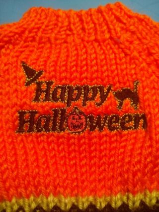 Crocheted Halloween sweater.  So stinking cute Put on toy or very small dog 2