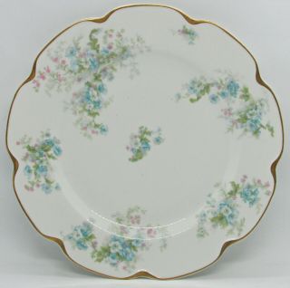 Haviland Dinner Plate - Blue Roses/florals Gold 19 - Uid