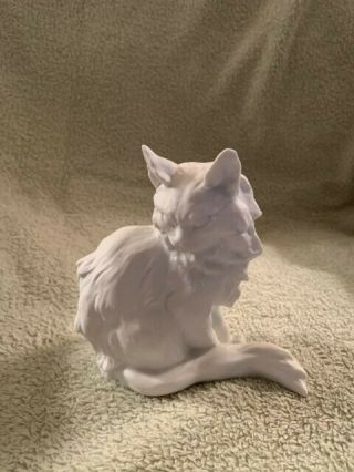 Kaiser W.  Germany Porcelain Bisque White Cat Figurine - Marked Tay -