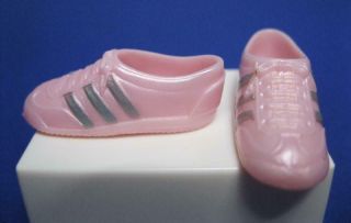 Dance N & Flex Barbie Doll Clothes: Baby Pink Silver Stripe Tennis Shoe Trainers