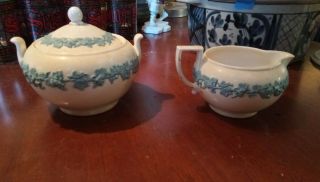 Wedgwood Queensware Etruria Blue On White Embossed Vintage 3 Pc Tea Set Repair