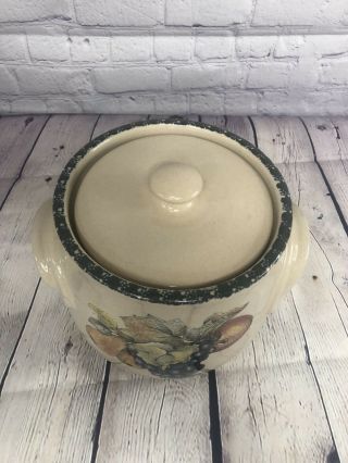 Home Garden Party Canister with Lid Stoneware Fruit Pattern 2002 3