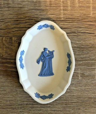 Wedgwood Collectors Society Jasperware Reverse Blue On White Neoclassical Dish