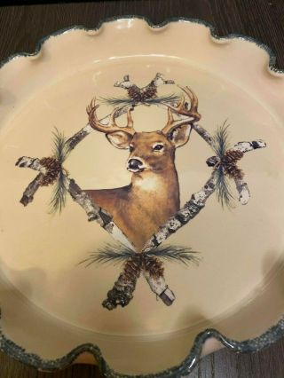Home&Garden Party LTD Stoneware North woods Deer Serving Tray 2004 2