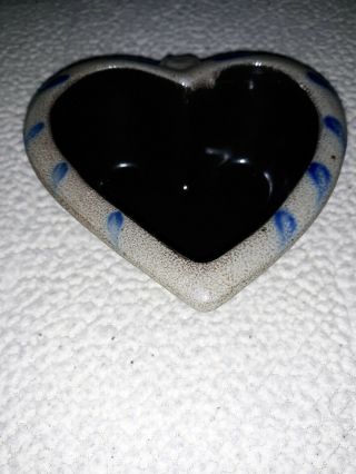 2007 Rowe Pottery Salt Glaze Stoneware Heart Shaped Baking Dish W/handle