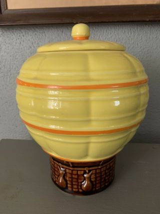 Vintage Mccoy Pottery Yellow Hot Air Balloon Cookie Jar 353 Usa