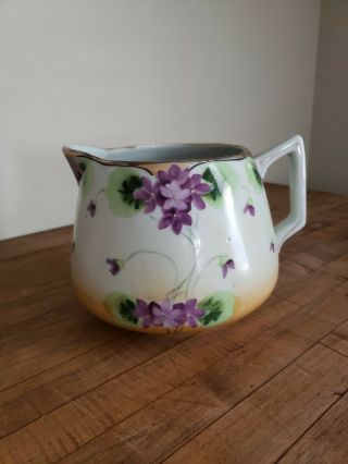 Antique Te - Oh China Nippon Hand Painted Violets Lemonade Pitcher