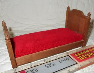Dollhouse Miniature Single Size Bed Dark Wood