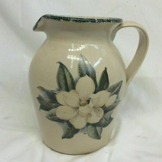 Casey Pottery Magnolia Pitcher Marshall Texas Spongeware Hand Made In The Usa