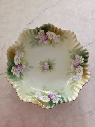 Antique Rs Germany Floral Molded Bowl With Green Mark 10 - 1/4”