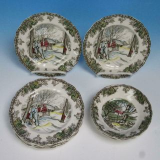 Johnson Bros Friendly Village - 6 Bread Plates,  3 Fruit Bowls - 6¼ And 5¼ Inches