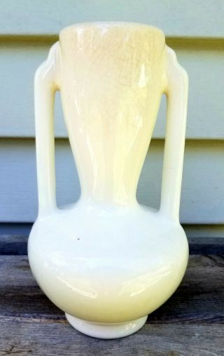 Vintage Art Deco Double Handled Vase Style Of Catalina Pottery " Indian " 8 Inches