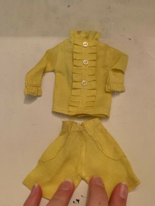 Vintage Barbie Ken Doll Size Yellow Two Piece Clothing Set Snap Closure