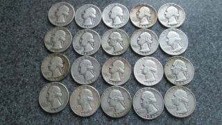 20 - Washington Silver Quarters From 1945 To 1962 