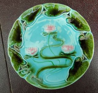 6 3/4 " Majolica Plate With Water Lilies