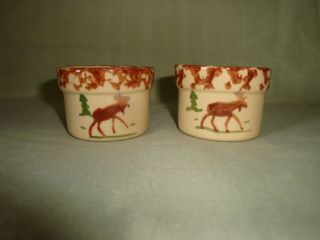 2 Vintage 1999 Alpine Pottery Candle/votive Holders - Moose Design - - (s)