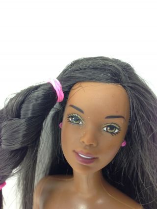 Barbie Doll Nude African American - Pink Bottom - Black Hair Styled With Braid