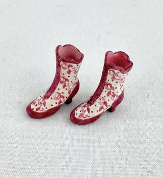 Miniature Dollhouse Victorian Ceramic Boots Or Vase Flower Dress Shoe Room Decor