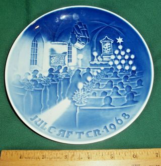 B&g Copenhagen Porcelain 1968 Christmas Blue Plate 7”