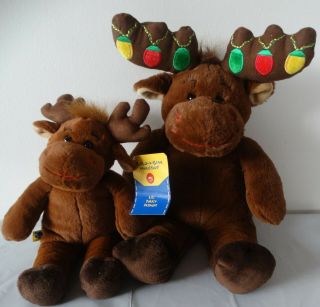 Build A Bear Christmas Moose Plush Toys 15 " Hal & 10 " Lil 