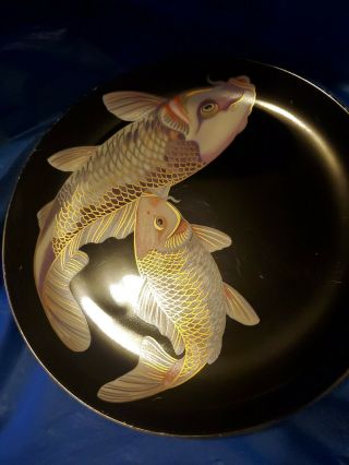 Htf Fitz And Floyd Koi Pond Porcelain China Dinner Plate Retired Japan 1989 - 1991