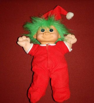 Troll Doll Stuffed Plush Christmas Elf Doll Trap Door Red Pj 