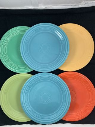 Vintage Fiestaware Luncheon Plates 9 1/2 " - Set Of 6 - Homer Laughlin