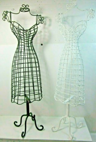 2 Metal Doll Dress Forms - Tabletop Stands For Decorative Display Female 21 " B&w