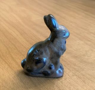 Vintage Beaumont Brothers Pottery Rabbit - Bbp - Cobalt Blue And Gray - 1994