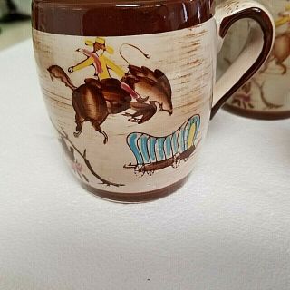 Nasco Del Coronado Western Ware Fred Roberts Cowboy Coffee Mugs - Vintage 1950 ' s 3
