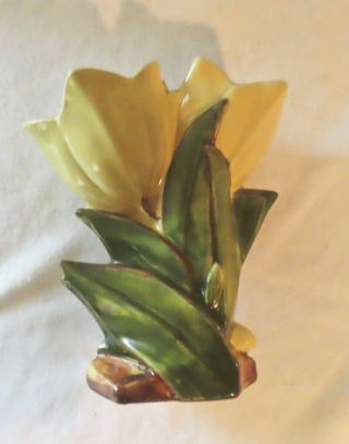 Vintage Mccoy Art Pottery Yellow Calla Lily Flower Floral Vase