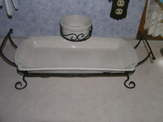 Home And Garden Party Veranda Bread Chip And Dip Tray With Holder