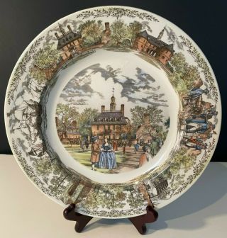 Williamsburg Wedgewood Commemorative Plate And Spode Blue Italian Pasta Bowl