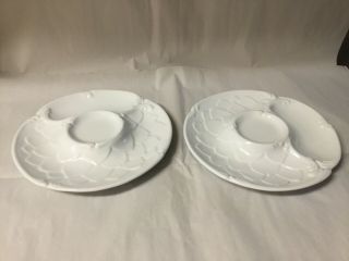 2 Williams Sonoma White Porcelain 9 - 1/2 " Artichoke Plates
