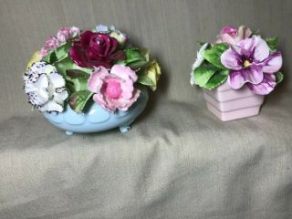Two Royal Adderley Floral Bone China Porcelain Flower Bouquets Made In England