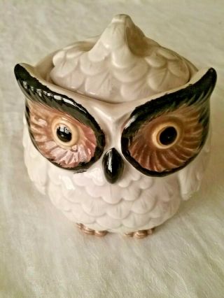 Vintage Omc Otagiri Mercantile Co.  Ceramic Owl Sugar Bowl W/ Lid L2