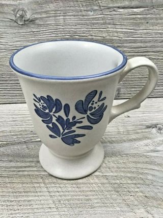 Pfaltzgraff Stoneware Yorktowne Blue - Large 5 " Footed Pedestal Coffee Cup Mug