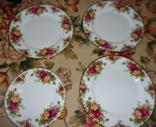 Set Of 3 Royal Albert China Old Country Roses Salad Plates - 1 Dessert Plate Exc