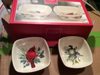 Lenox American By Design Winter Greetings Dipping Bowls W/ Birds Set Of 2