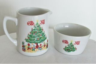 Vintage Berggren Swedish Merry Christmas Porcelain Creamer & Sugar